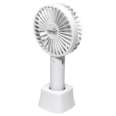   Home HF 9/WH kézi, tölthető ventilátor, 4 W, 10 cm-es lapátátmérő, 3 fokozat, 1200 mAh Li-ion akkumulátor, asztali tartó, fehér