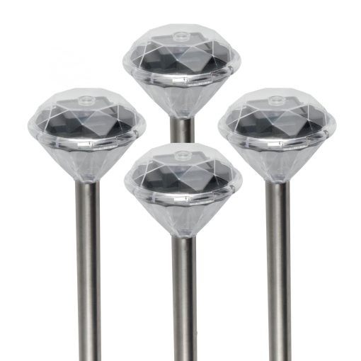 Home MX 802/4 napelemes kerti lámpa szett, 4 db, 1 db LED, fém és műanyag, automatikus, kristályszerű fej