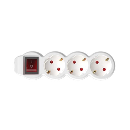 Home NV 3K/WH/1,5 hálózati elosztó, 1,5 m, H05VV-F 3G1,5 mm2 kábel, kétpólusú kapcsoló, IP20 kivitel, 3 védőérintkezős aljzat, max. 3500W, fehér